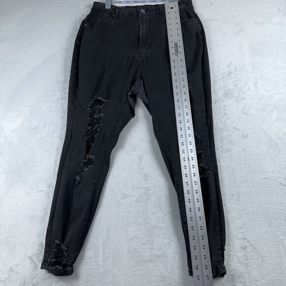 Rue 21 Skinny Jeans Size 14 Women Curvy High Rise Ankle Jegging Distressed Black - Picture 6 of 11